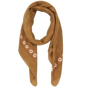 Soeur classic cotton square foulard scarf - khaki floral print